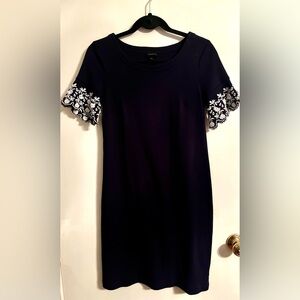 Talbots Deep Navy Dress and White Embroidered Flared Short Sleeve Shift Dress-S